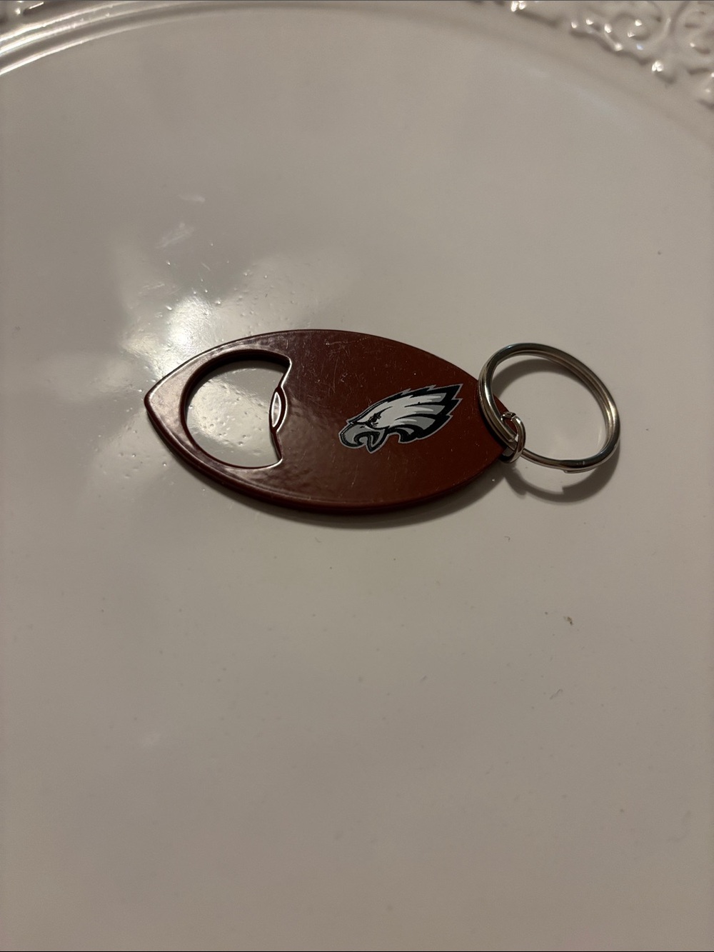 Brown Football Shaped Bud light Bottle Opener Keychain